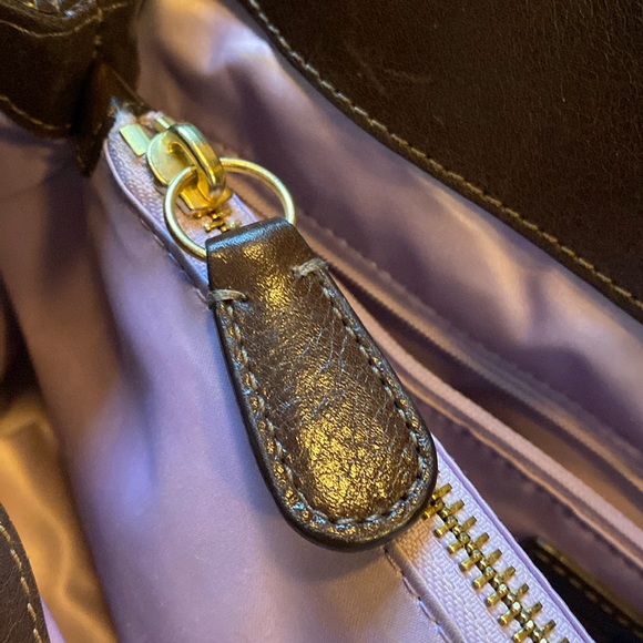 VTG Coach brown soft leather hobo shoulder bag with a lilac satin lining - Picture 9 of 10